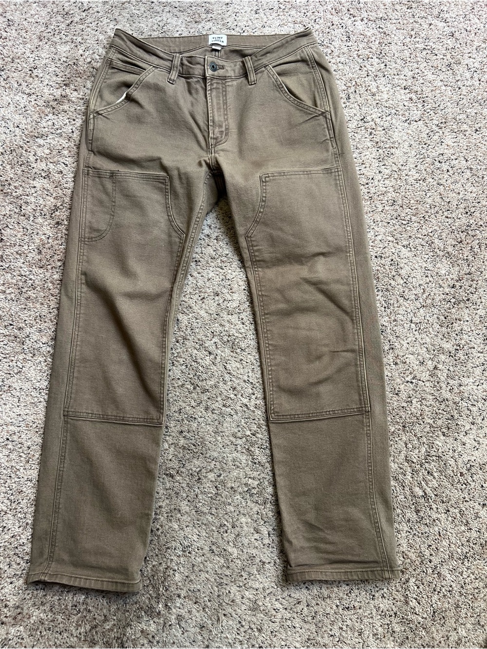 Flint and Tinder Mason Canvas Double Knee Pants 32x32 Brown Straight Leg